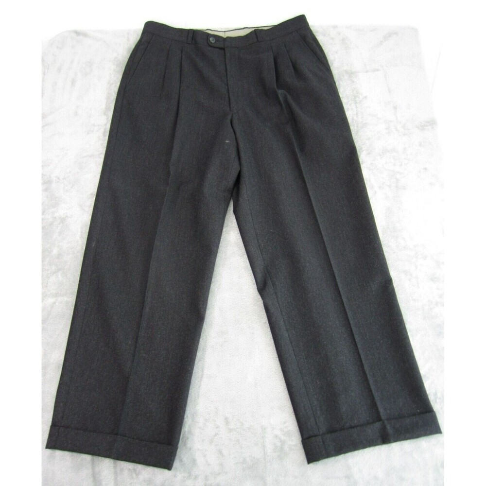 Vtg Barneys New York Pants Men's 34 x 28 Michael Black Wool Blend Pleated Cuffed